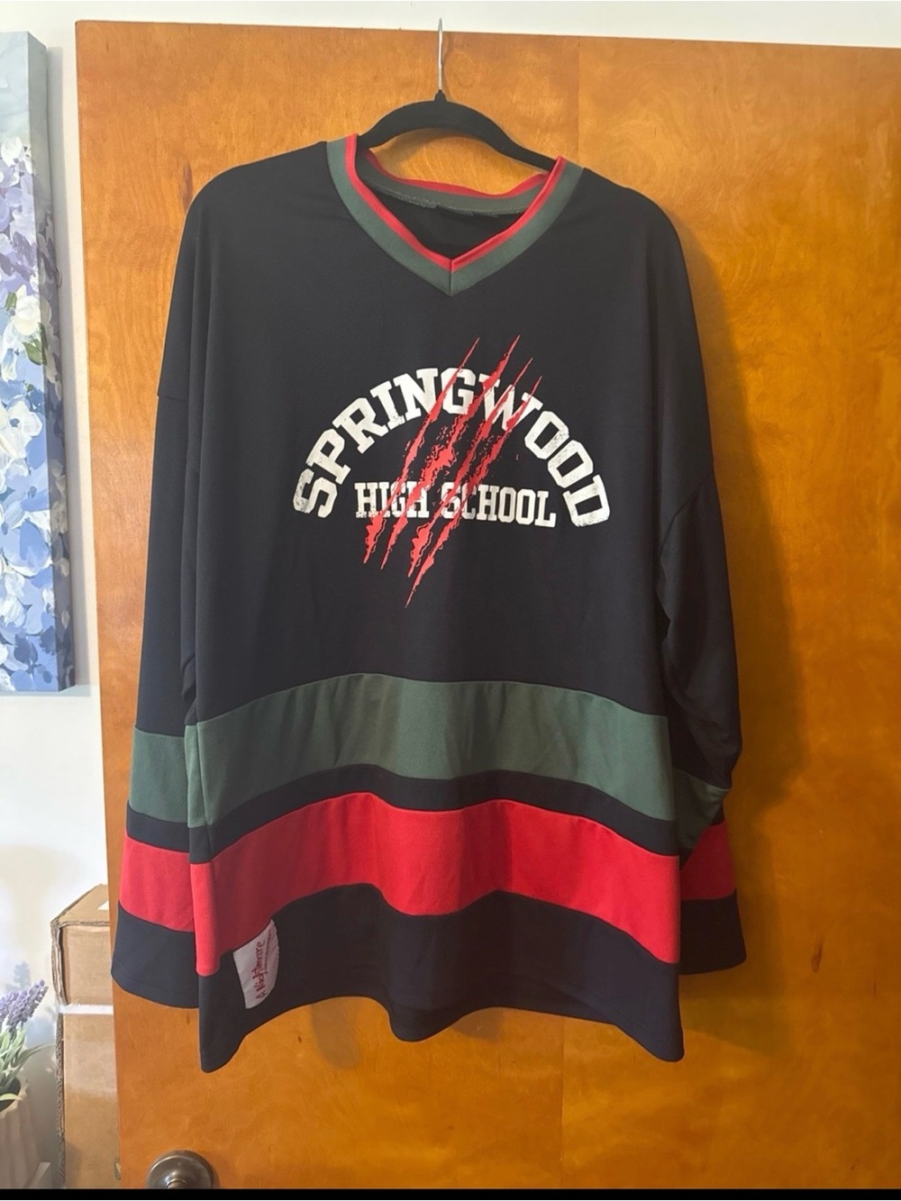 Springwood High School Black Long-Sleeve Jersey with Red & Green Accents